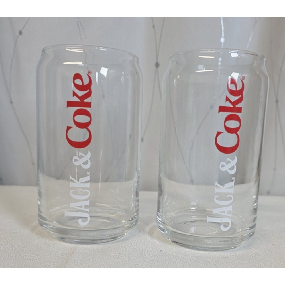 2 - Jack & Coke Can Shaped Glass Jack Daniels Coca‎ Cola Bar Man Cave Christmas